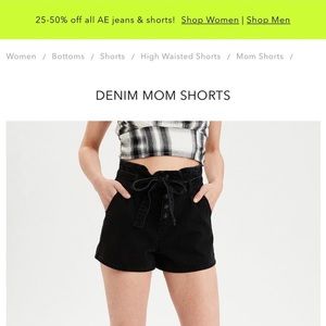 american eagle black mom shorts